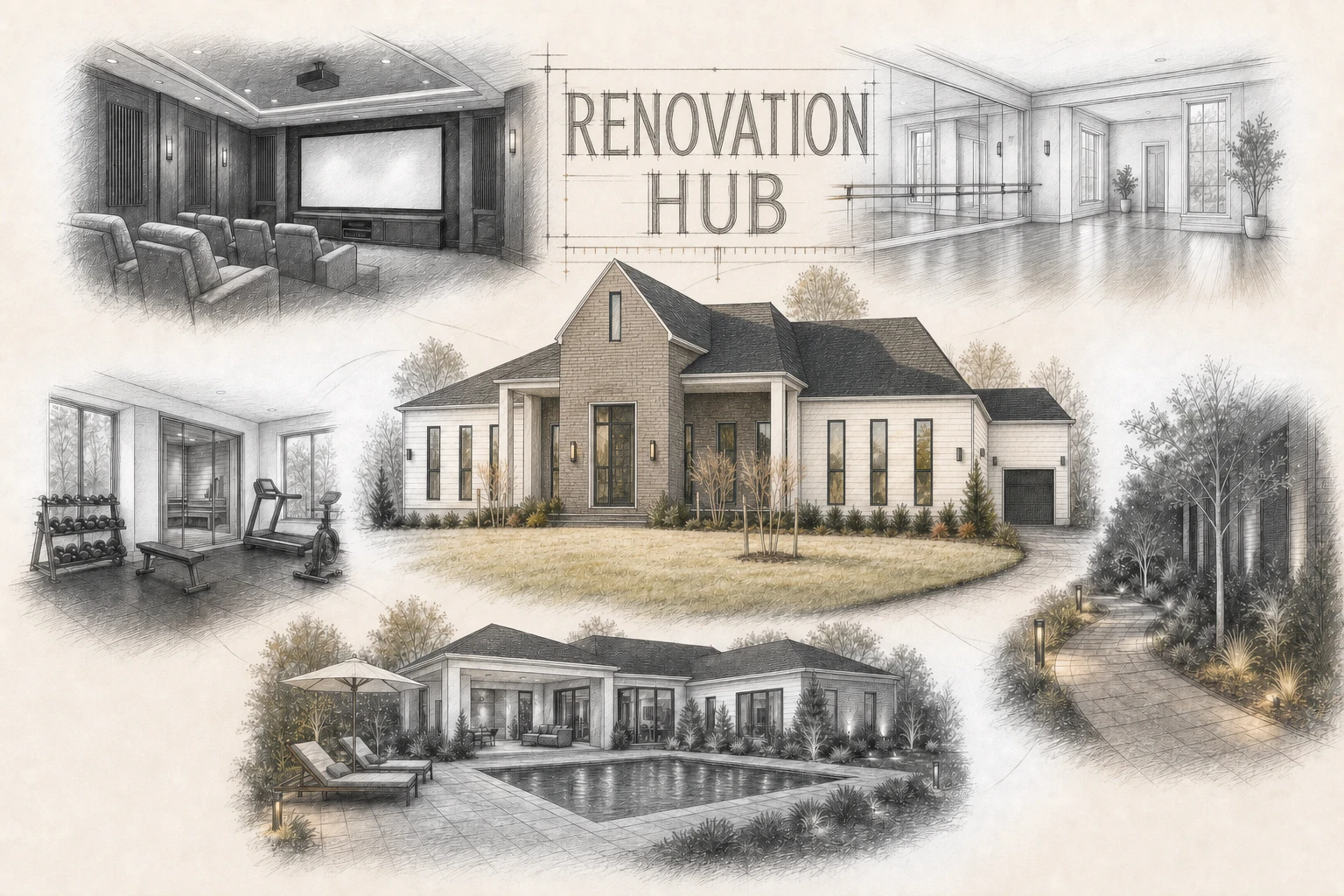 Architectural sketch cover sheet for the renovation hub